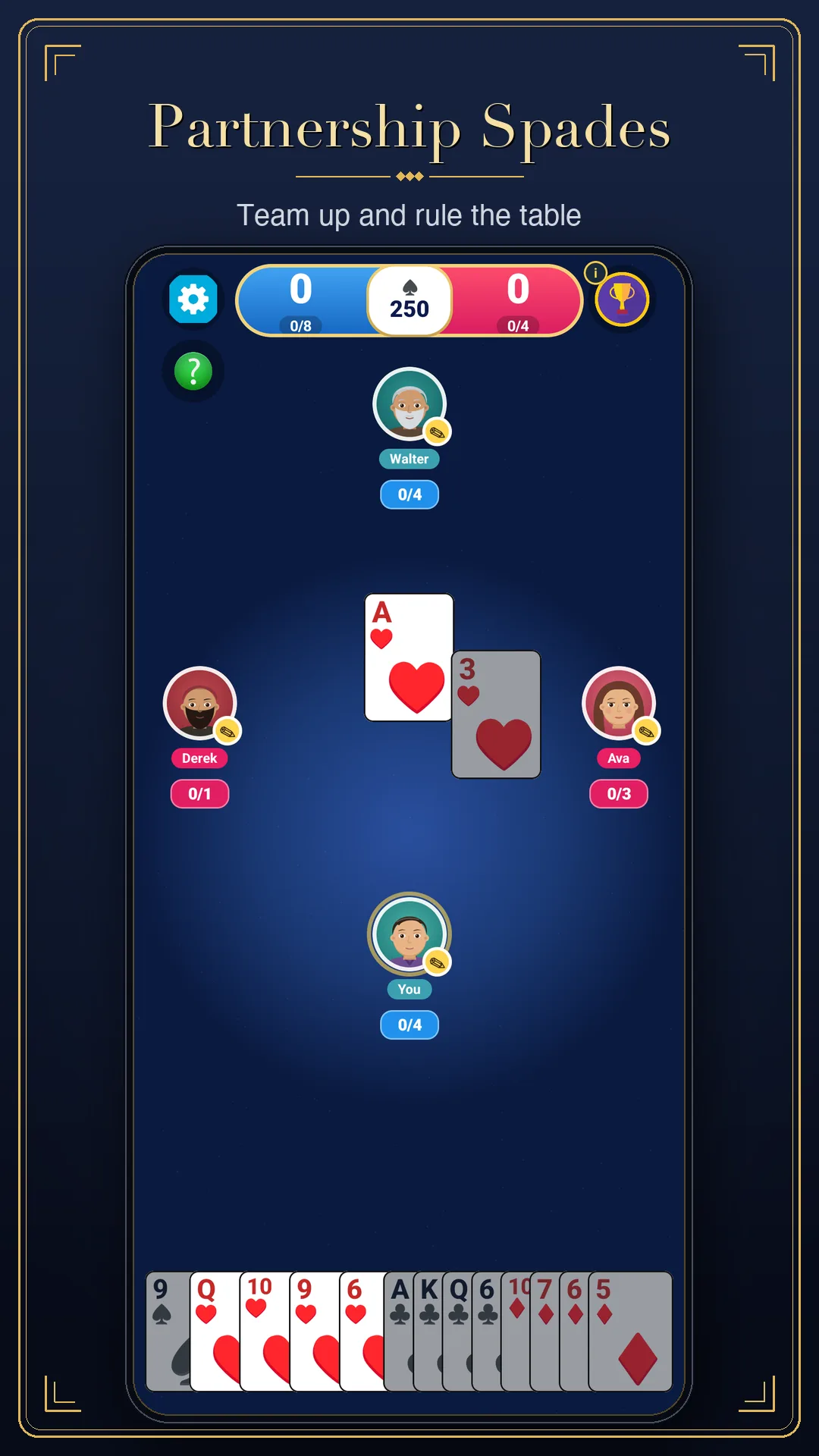 Spades gameplay screenshot